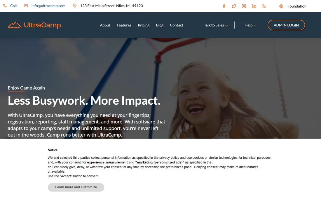 UltraCamp homepage