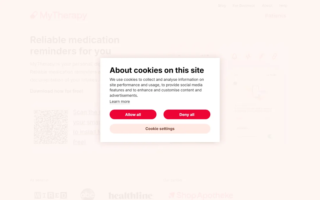 MyTherapy homepage