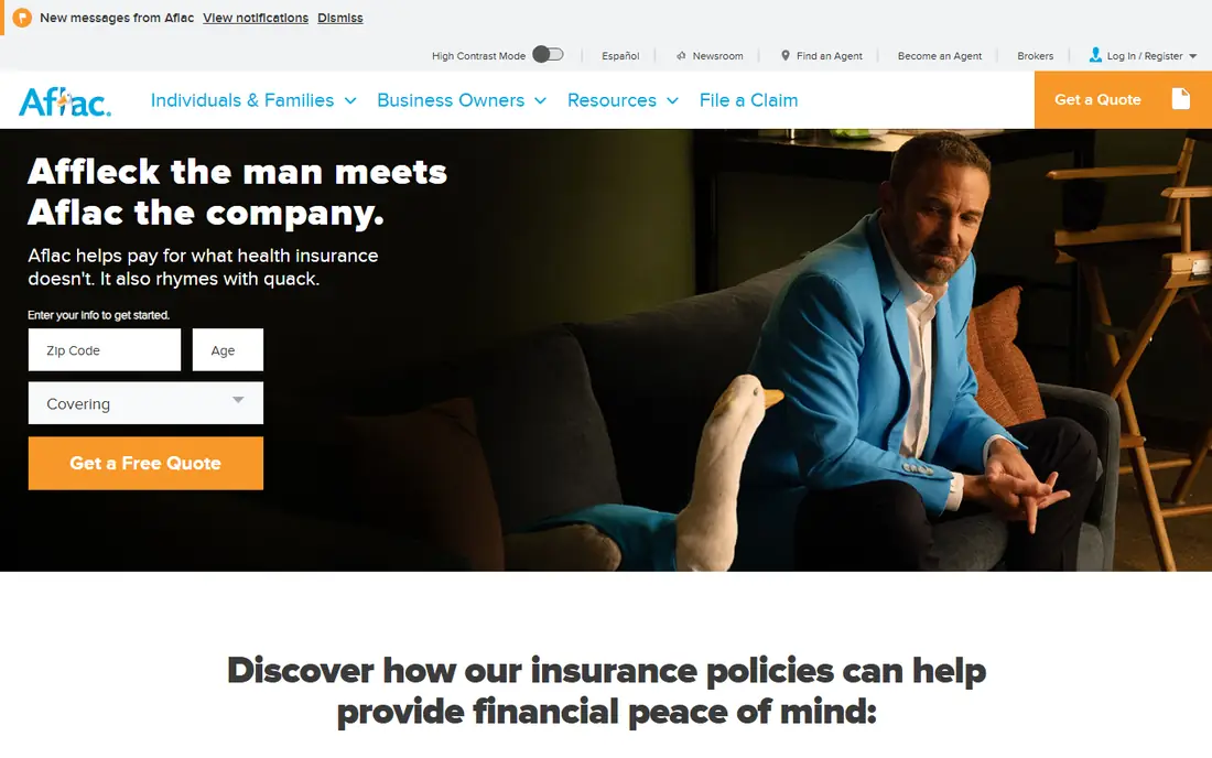 Aflac homepage