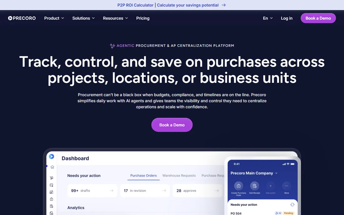 Precoro homepage