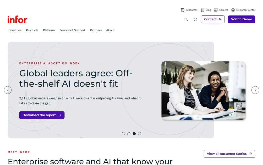 Infor Nexus homepage