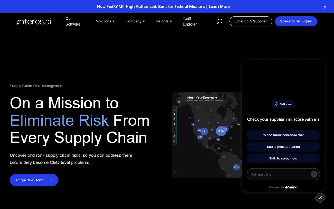 Interos homepage