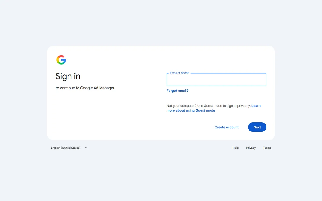 Google Ad Manager homepage