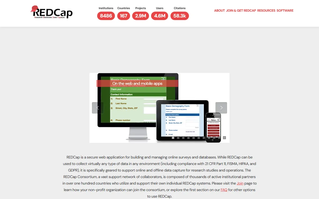 REDCap homepage