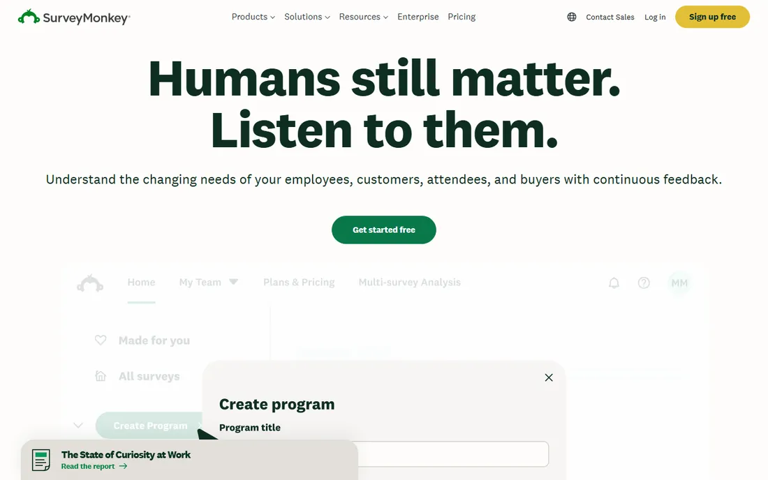 SurveyMonkey homepage