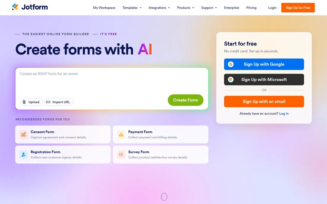 Jotform homepage