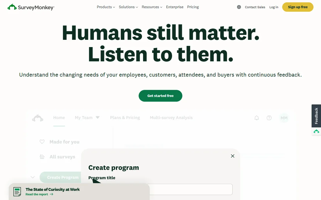 SurveyMonkey homepage