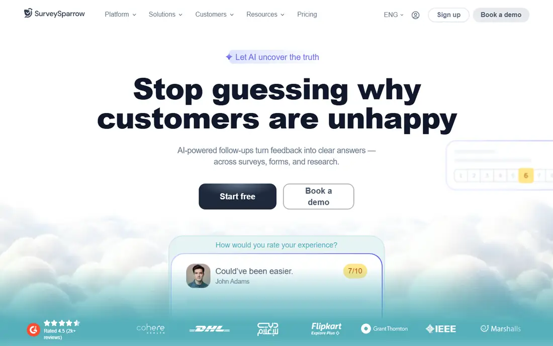 SurveySparrow homepage