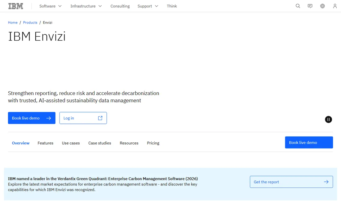 IBM Envizi homepage