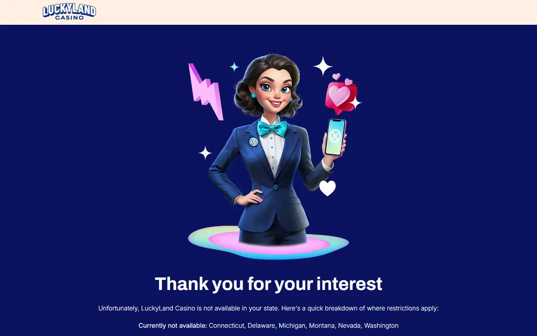 LuckyLand Slots homepage