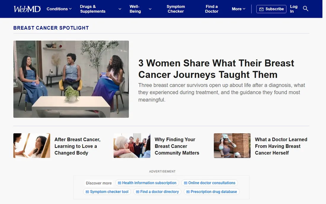 WebMD homepage