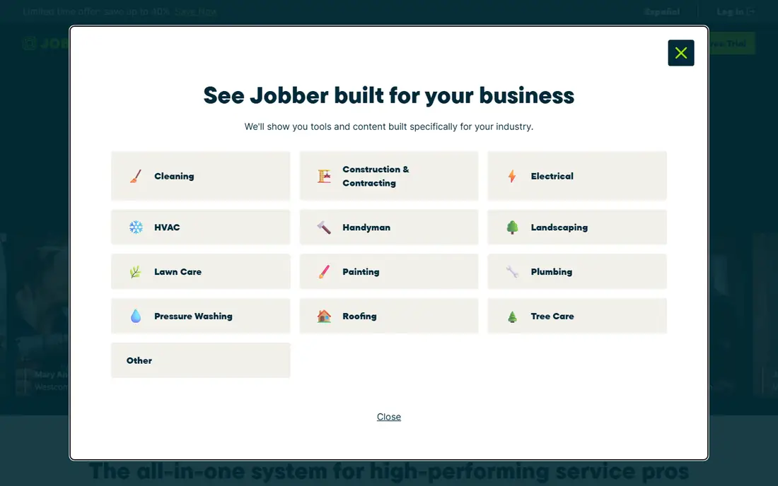 Jobber homepage