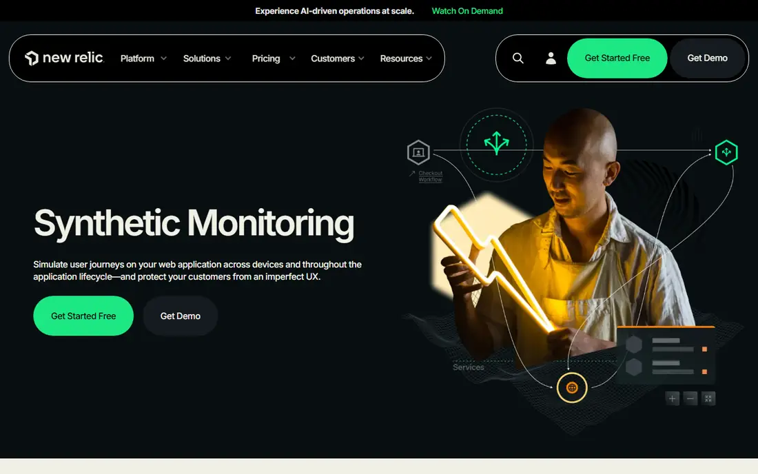 New Relic Synthetics homepage