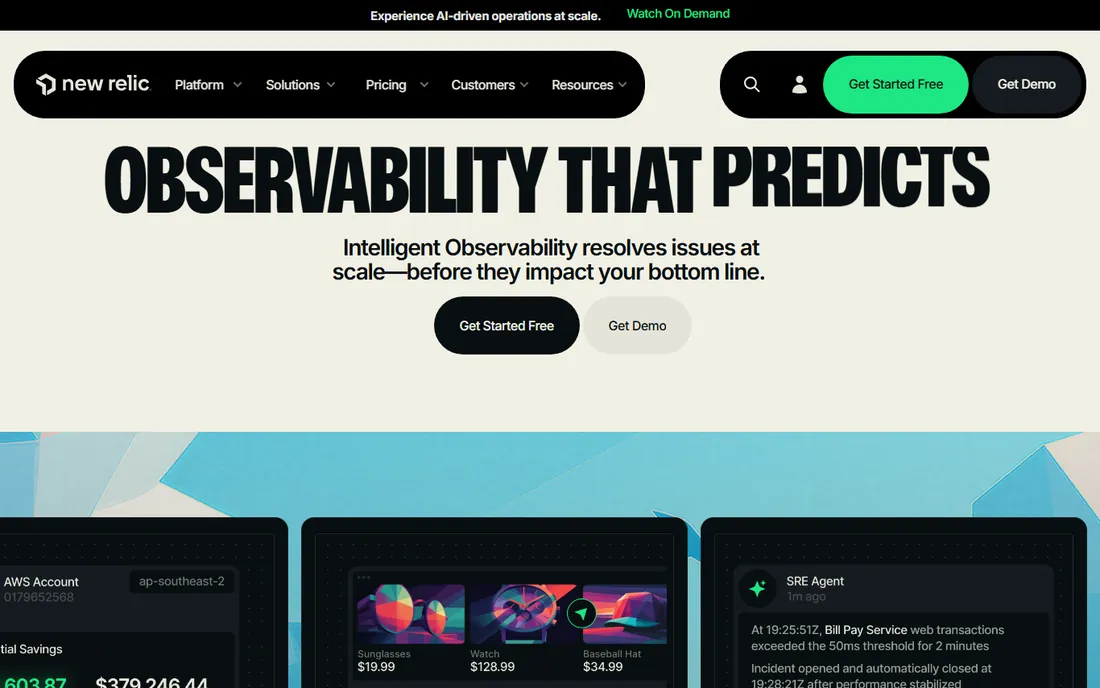 New Relic homepage
