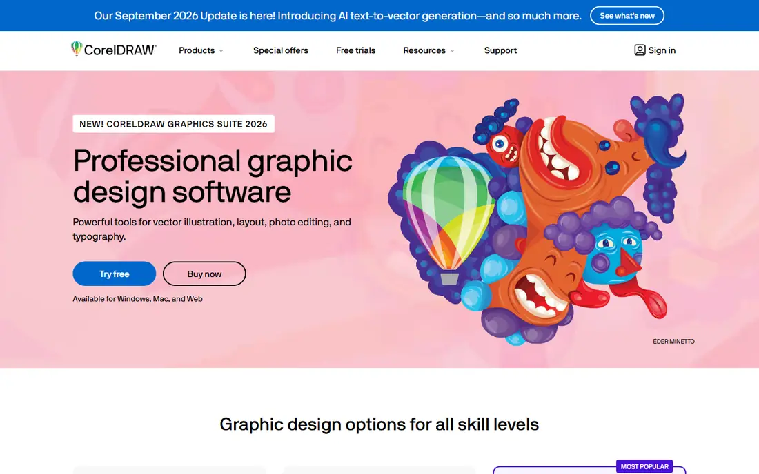 CorelDRAW homepage