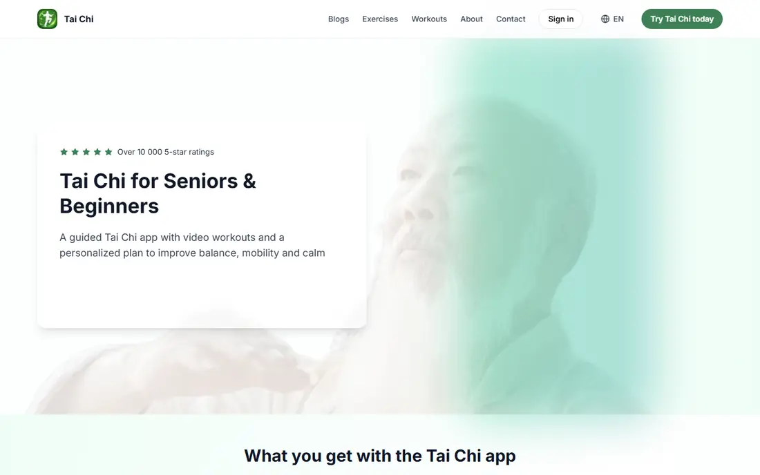 Tai Chi for Seniors & Beginners homepage