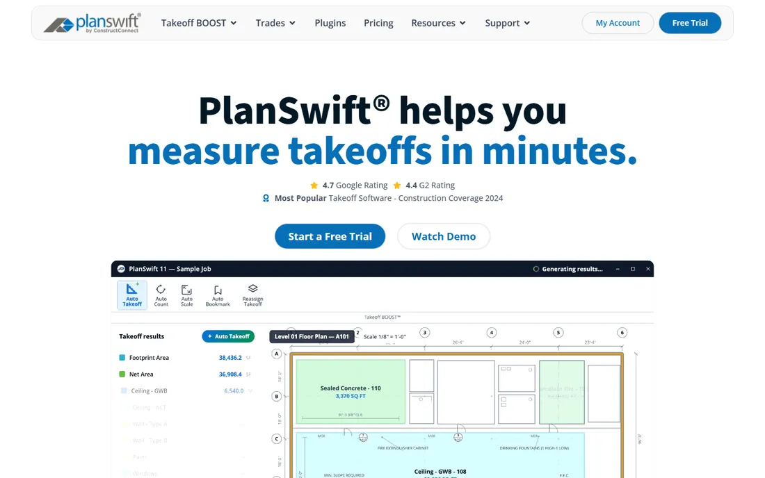 PlanSwift homepage