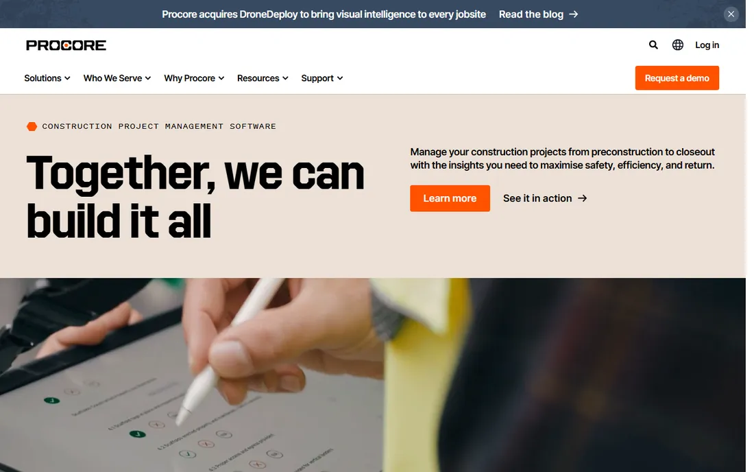Procore Estimating homepage