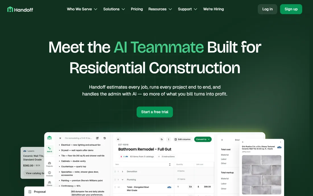 Handoff AI homepage