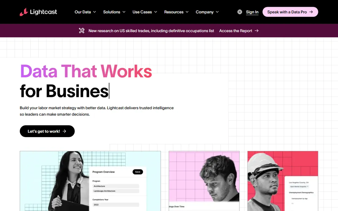 Lightcast homepage