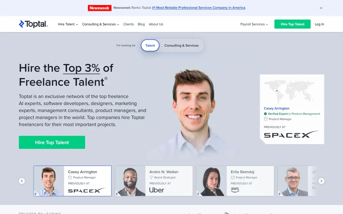 Toptal homepage