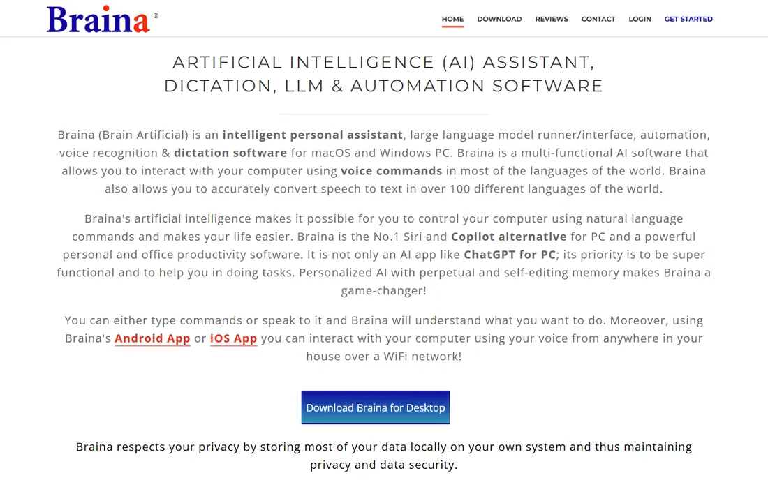 Braina homepage