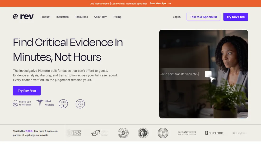 Rev homepage