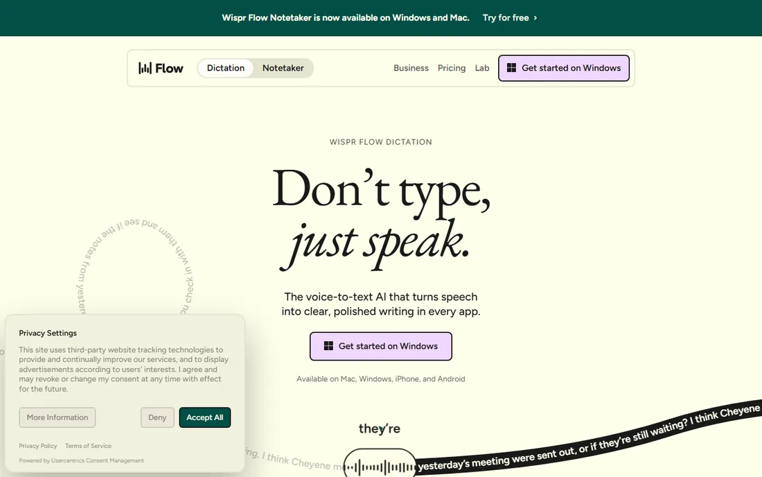 Wispr Flow homepage
