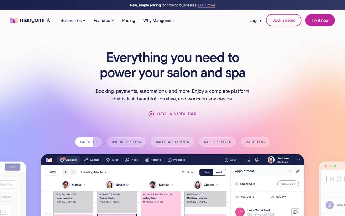 Mangomint homepage
