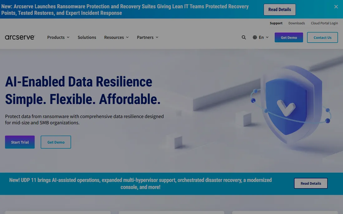 Arcserve homepage