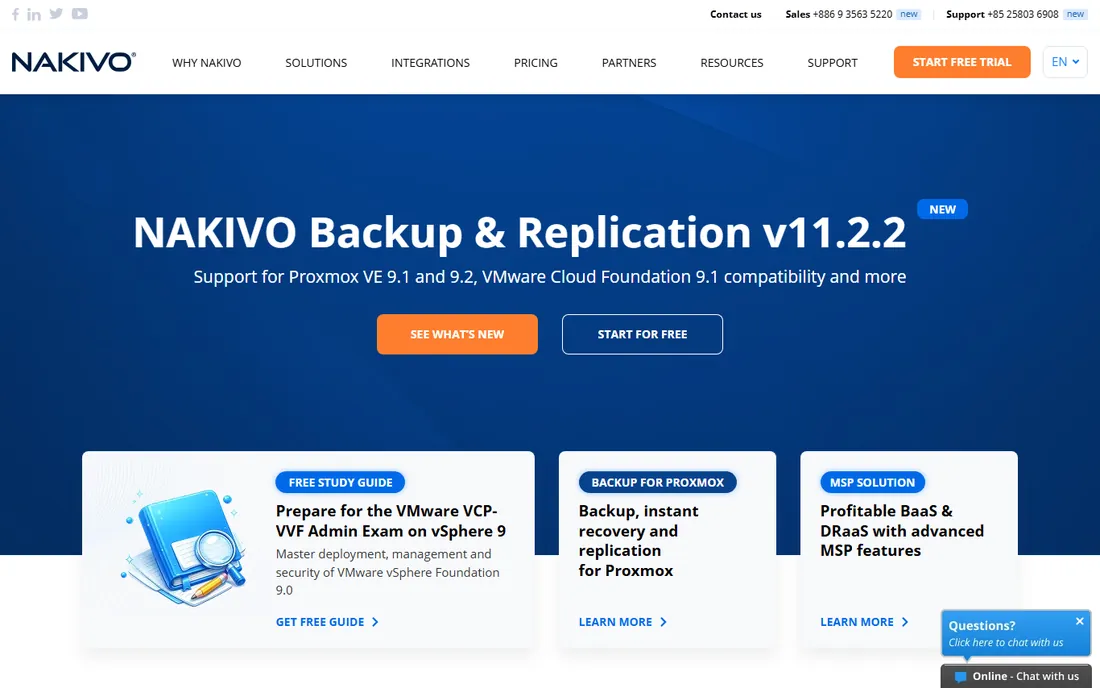 NAKIVO homepage