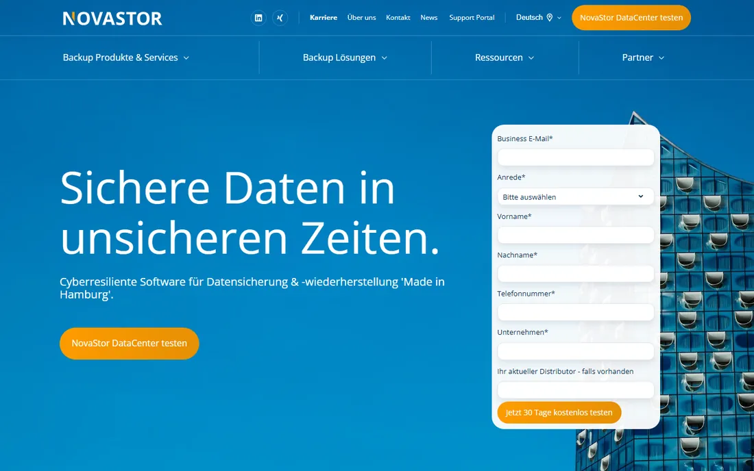 NovaStor homepage