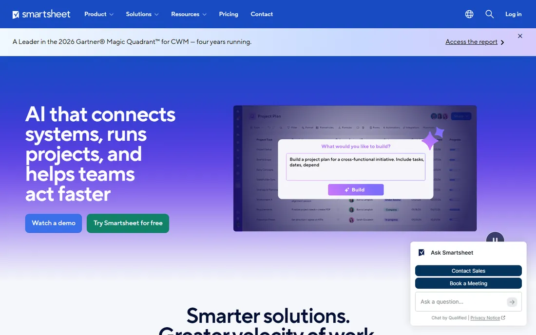 Smartsheet homepage