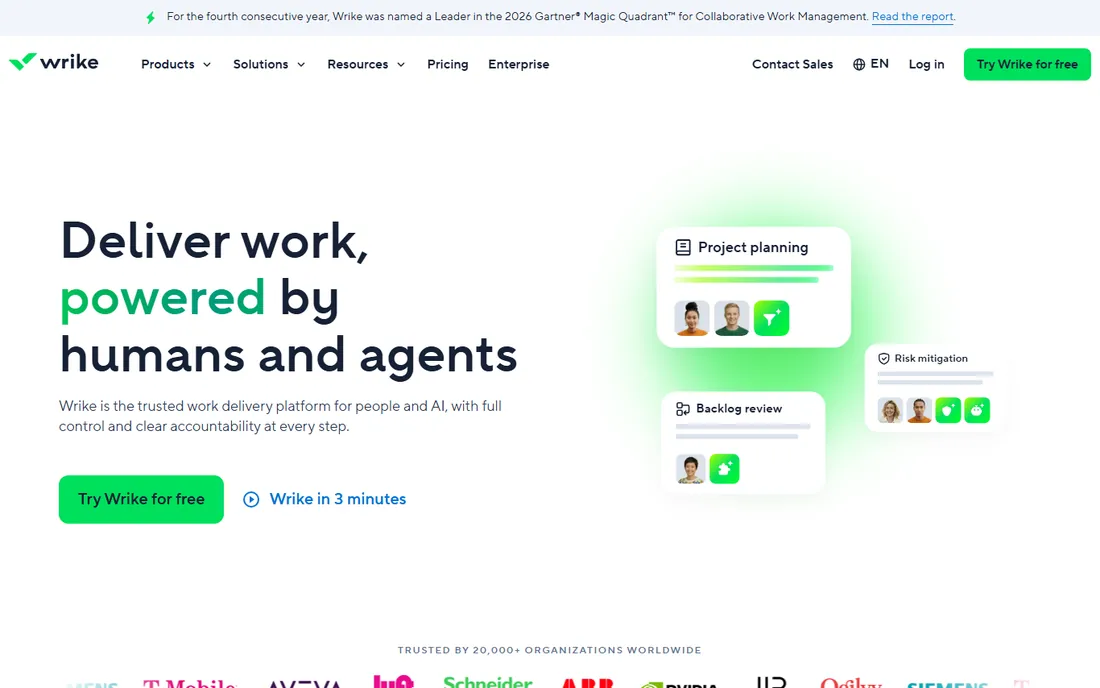 Wrike homepage