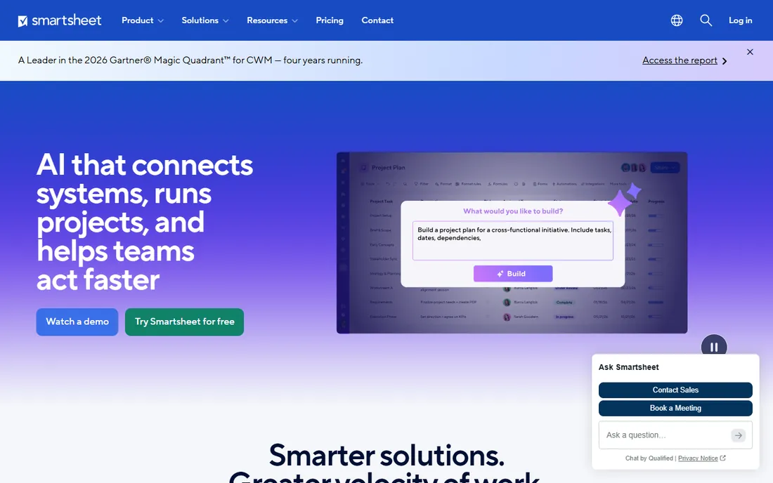 Smartsheet homepage