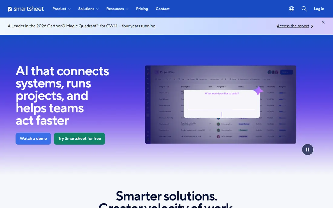 Smartsheet homepage