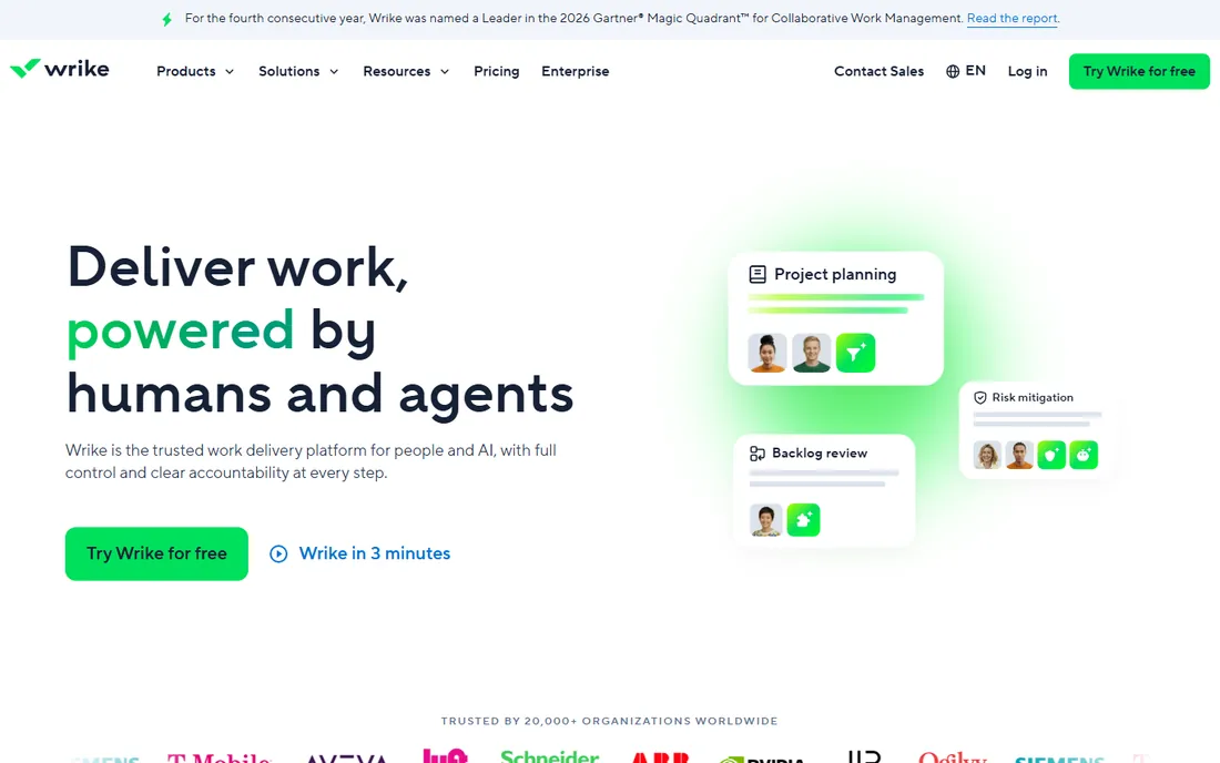 Wrike homepage