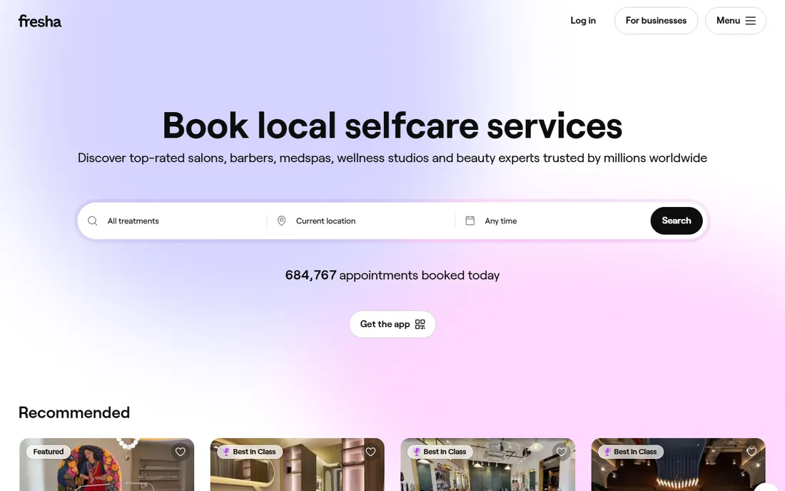 Fresha homepage