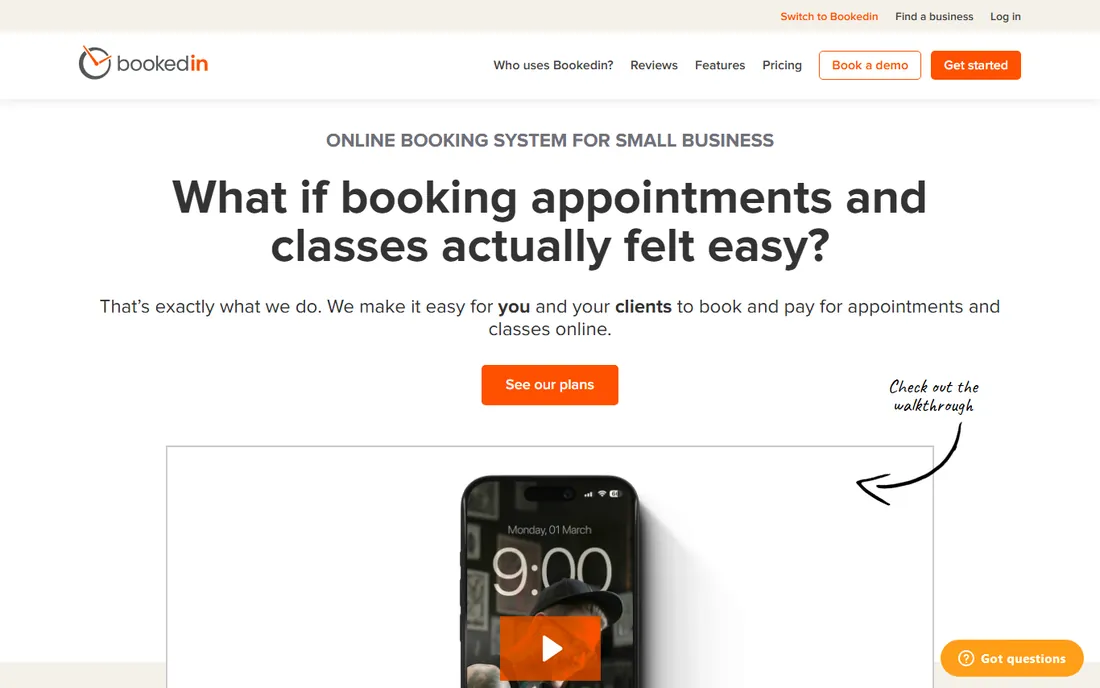 Bookedin homepage