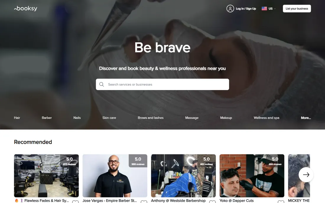 Booksy homepage
