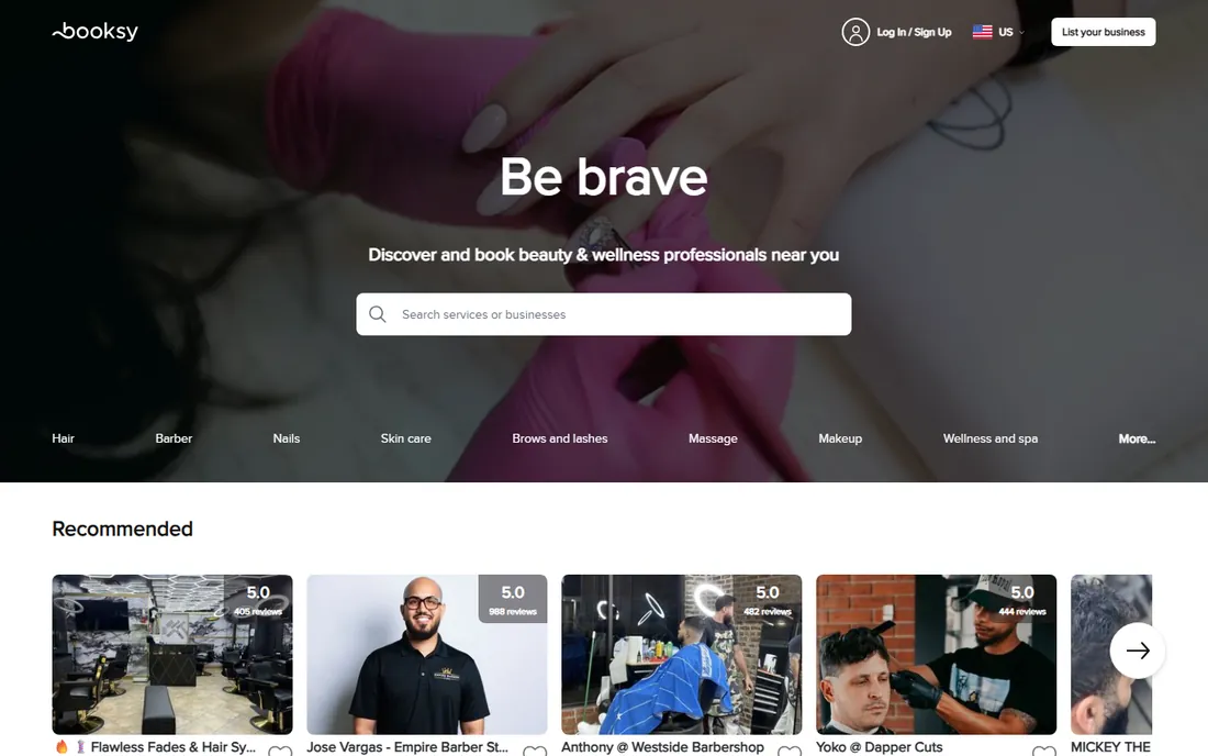 Booksy homepage
