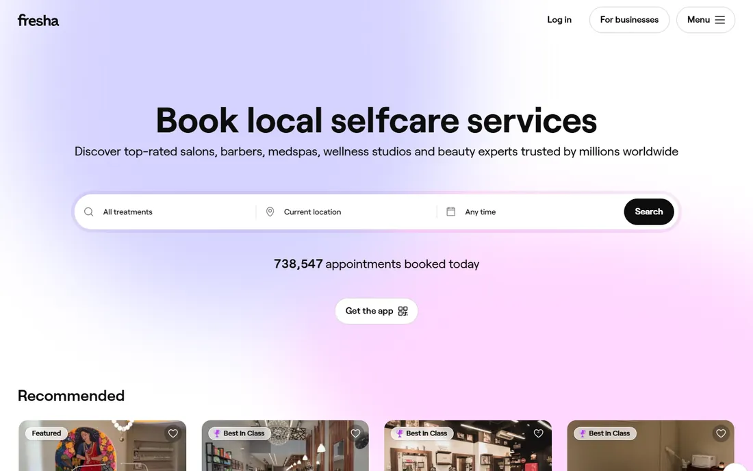 Fresha homepage