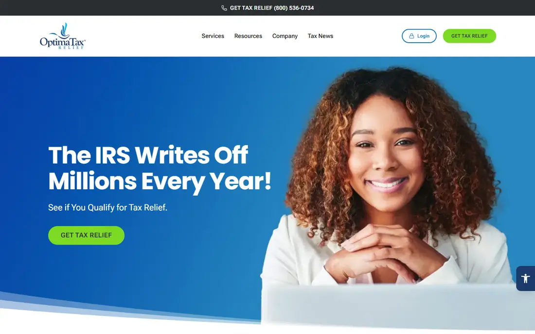 Optima Tax Relief homepage