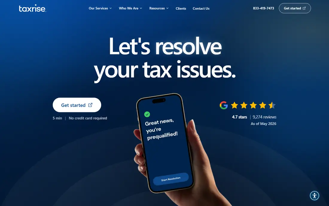 TaxRise homepage