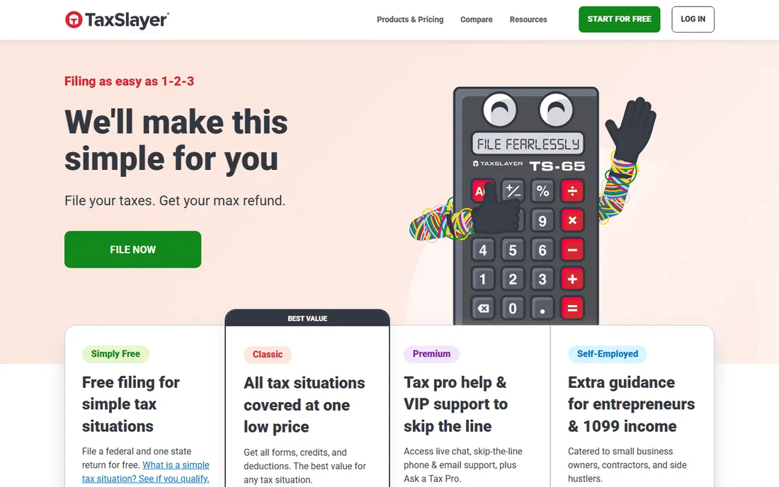 TaxSlayer homepage