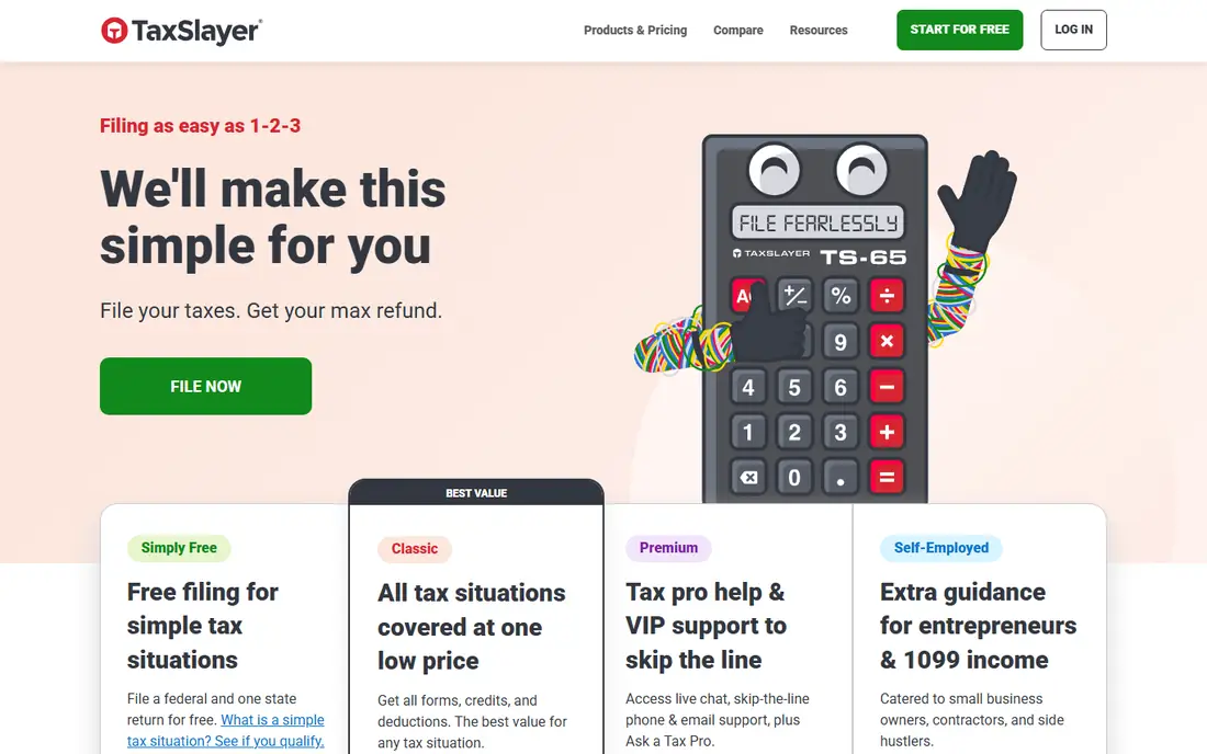 TaxSlayer homepage