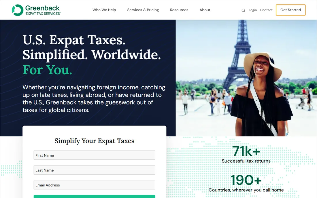 Greenback Tax Services homepage