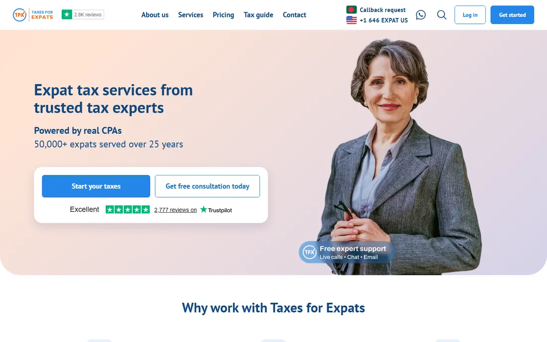 Taxes for Expats homepage