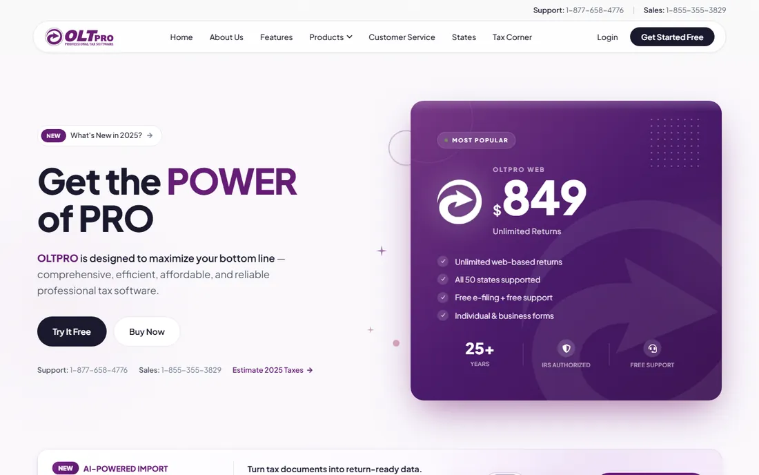 OLT Pro homepage