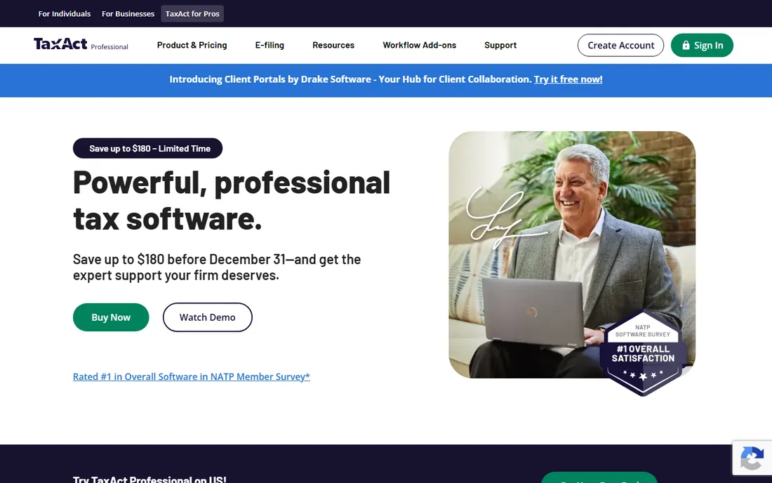 TaxAct Professional homepage